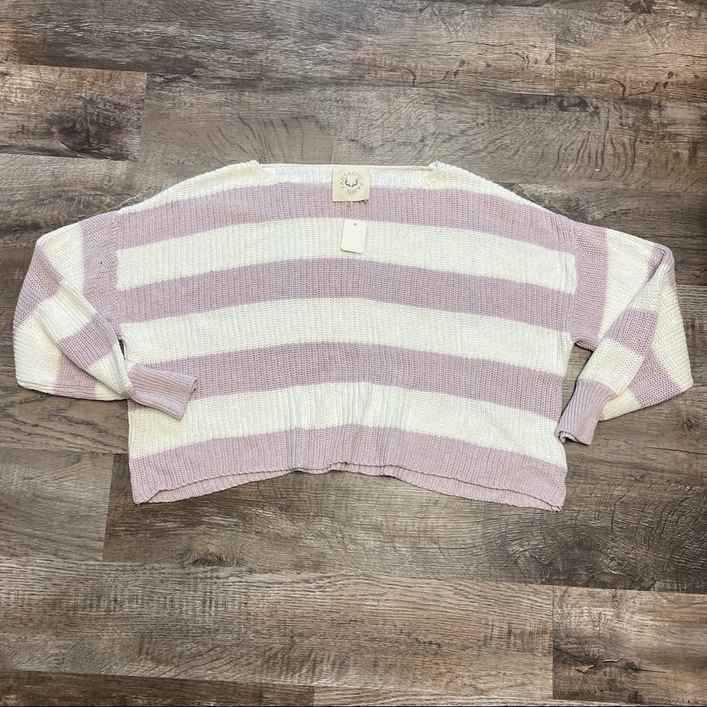 Cute Purple and White Sweater by Fantastic Fawn